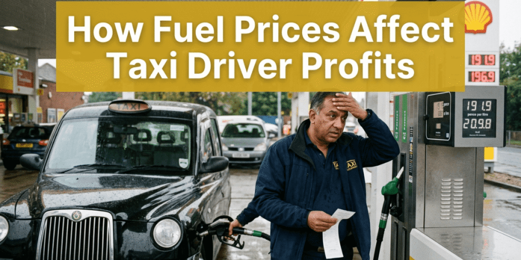 Graph illustrating the correlation between rising fuel prices and declining taxi driver profits over time.